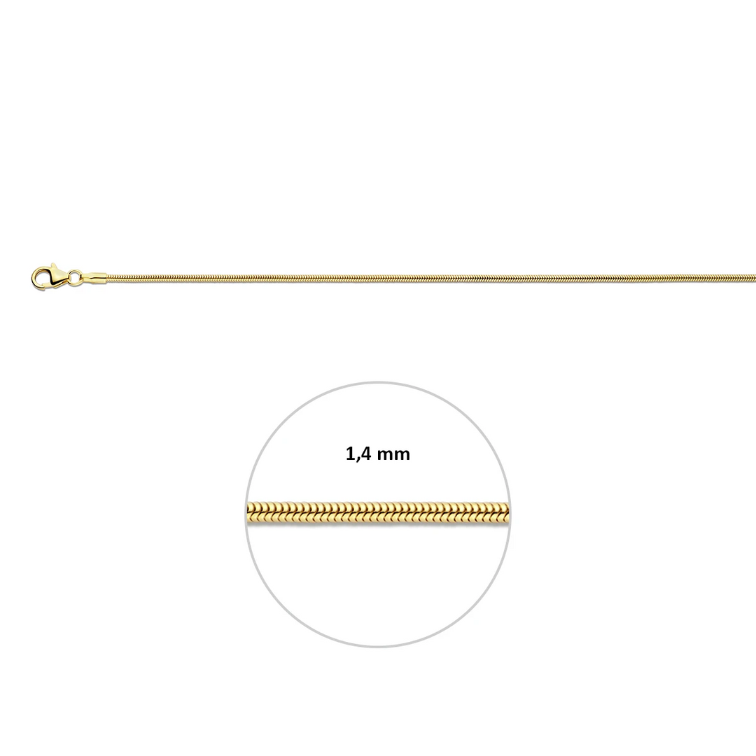 House of SIS | 14 karaat geelgouden slangcollier rond 1,4 mm