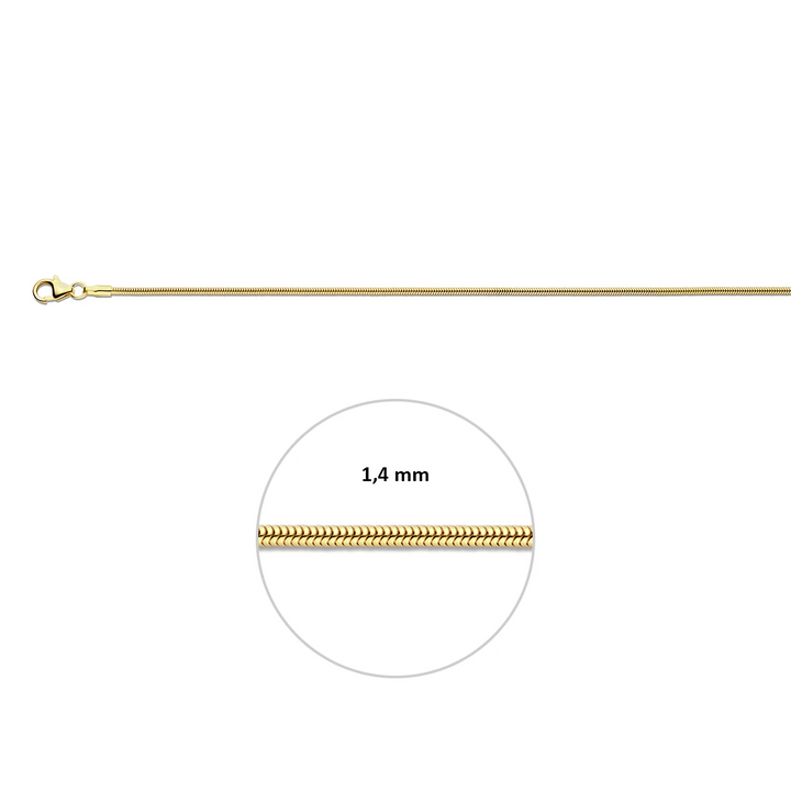 House of SIS | 14 karaat geelgouden slangcollier rond 1,4 mm