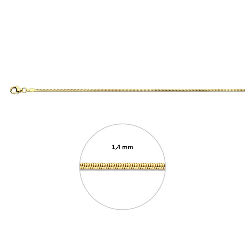 House of SIS | 14 karaat geelgouden slangcollier rond 1,4 mm