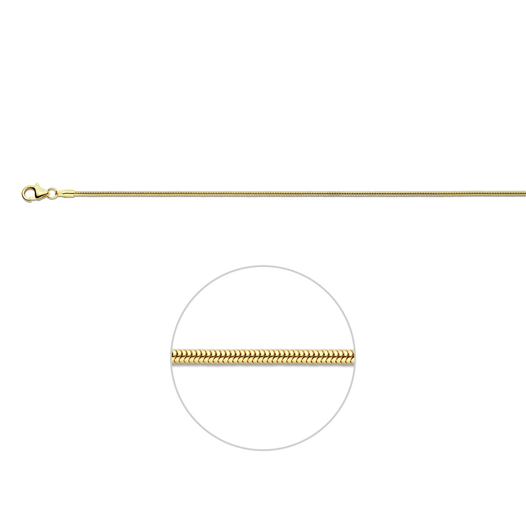 House of SIS | 14 karaat geelgouden slangcollier rond 1,4 mm