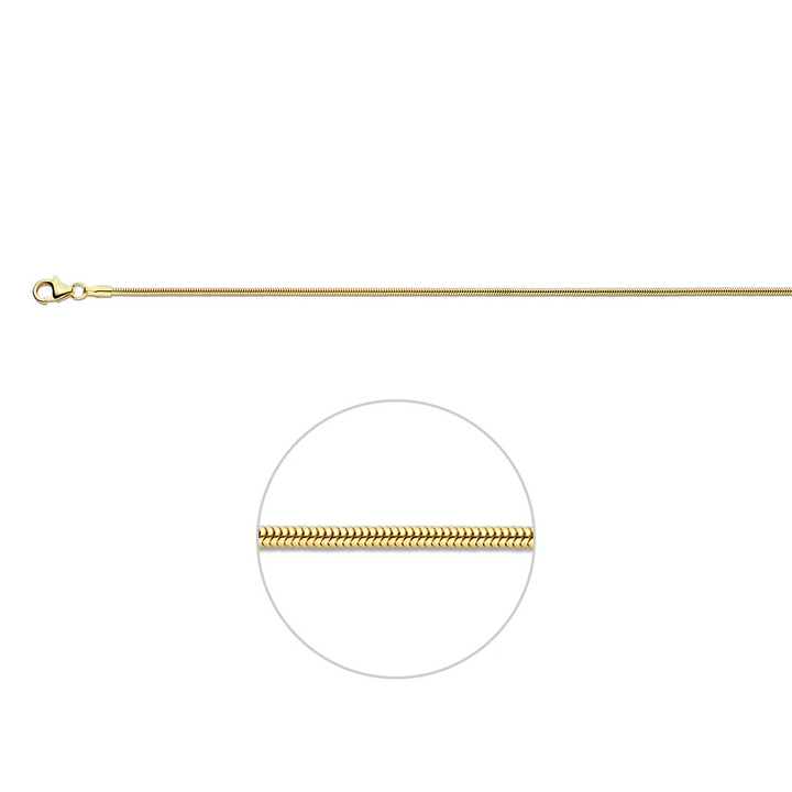 House of SIS | 14 karaat geelgouden slangcollier rond 1,4 mm