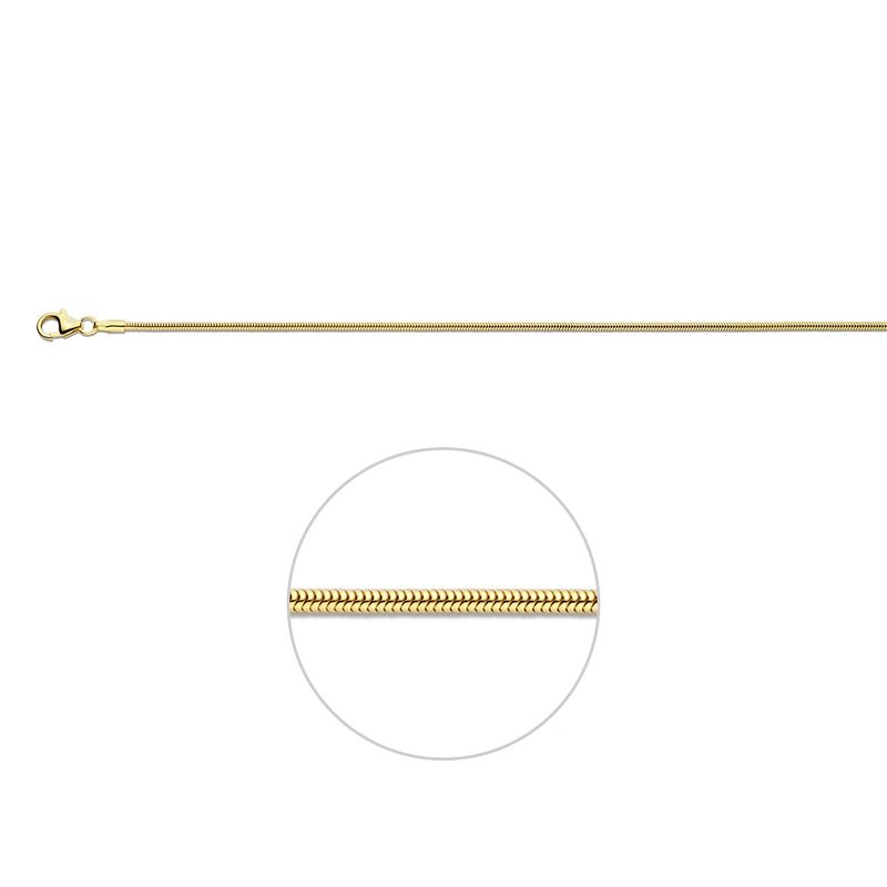 House of SIS | 14 karaat geelgouden slangcollier rond 1,4 mm
