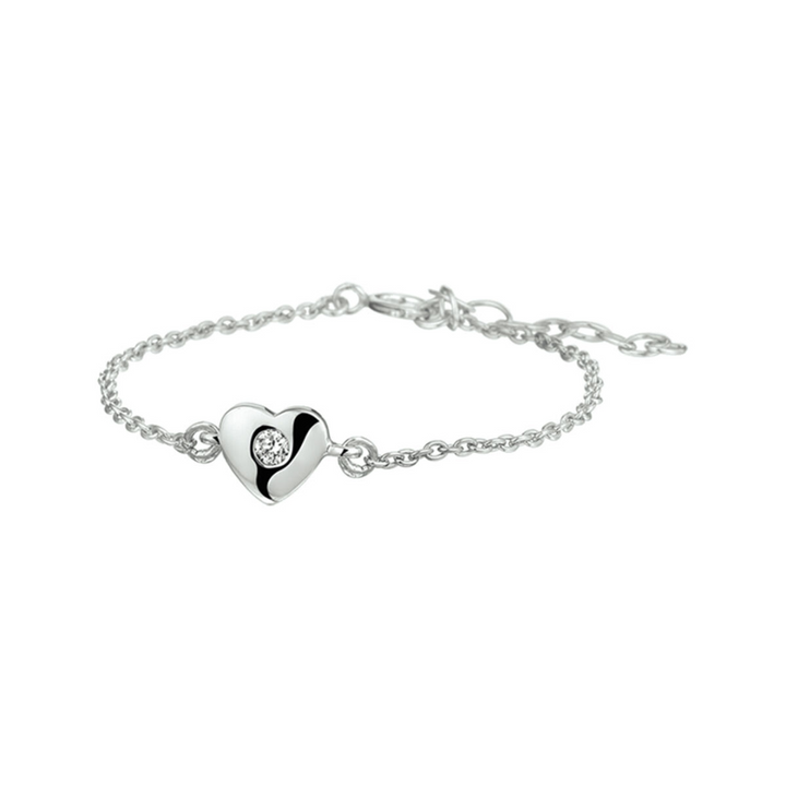 House of SIS | Gerhodineerd zilveren armband met een hart en zirkonia