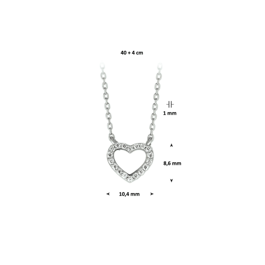 House of SIS  | Gerhodineerd zilveren collier met een open hart en zirkonia