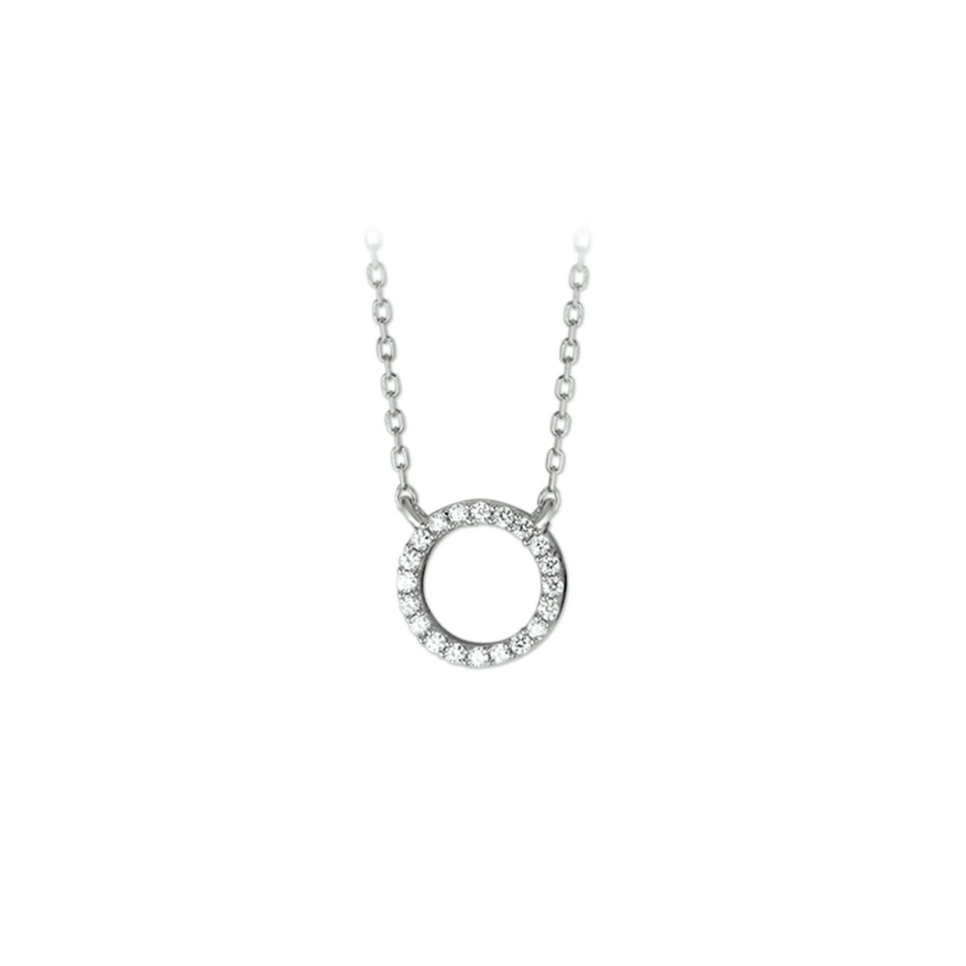 House of SIS  | Gerhodineerd zilveren collier met open cirkel en zirkonia