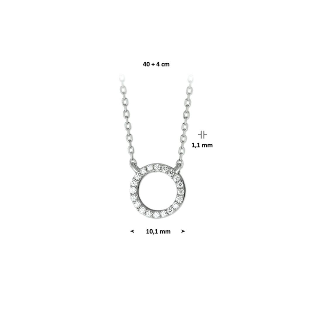 House of SIS  | Gerhodineerd zilveren collier met open cirkel en zirkonia