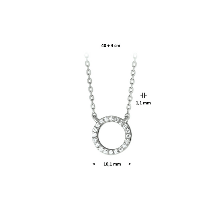 House of SIS  | Gerhodineerd zilveren collier met open cirkel en zirkonia