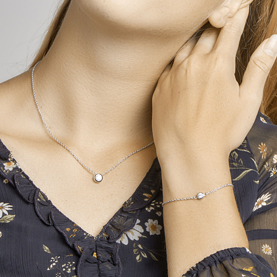 House of SIS | Gerhodineerd zilveren collier met zirkonia