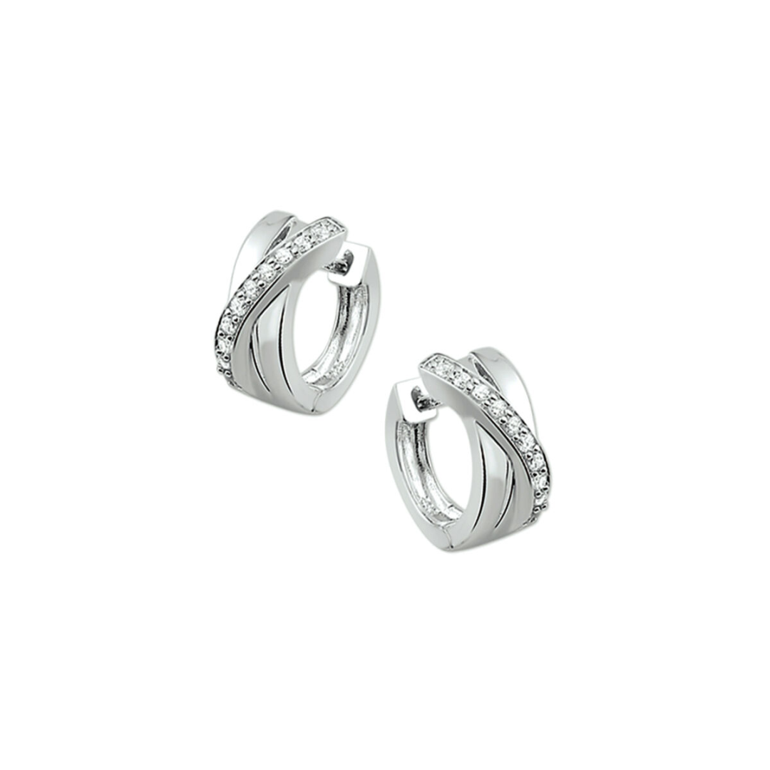 House of SIS | Gerhodineerd zilveren klapoorringen met zirkonia