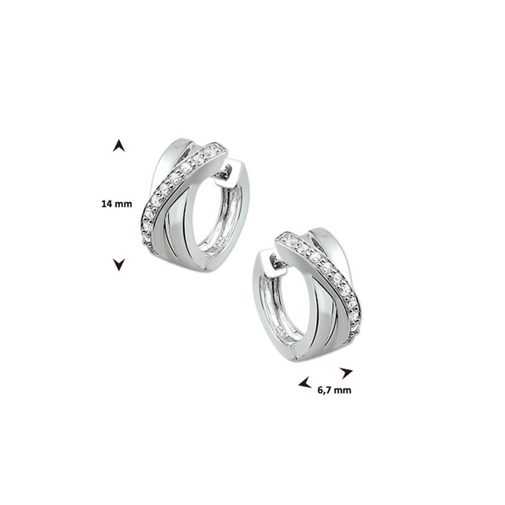 House of SIS | Gerhodineerd zilveren klapoorringen met zirkonia