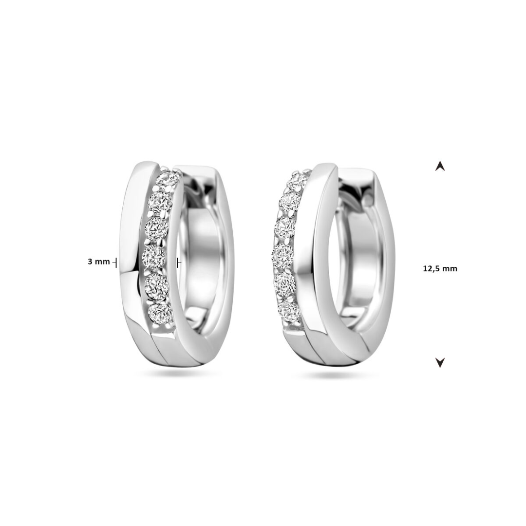 House of SIS | Gerhodineerd zilveren klapoorringen met zirkonia