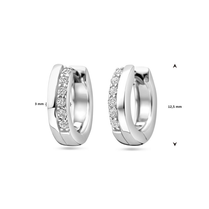 House of SIS | Gerhodineerd zilveren klapoorringen met zirkonia
