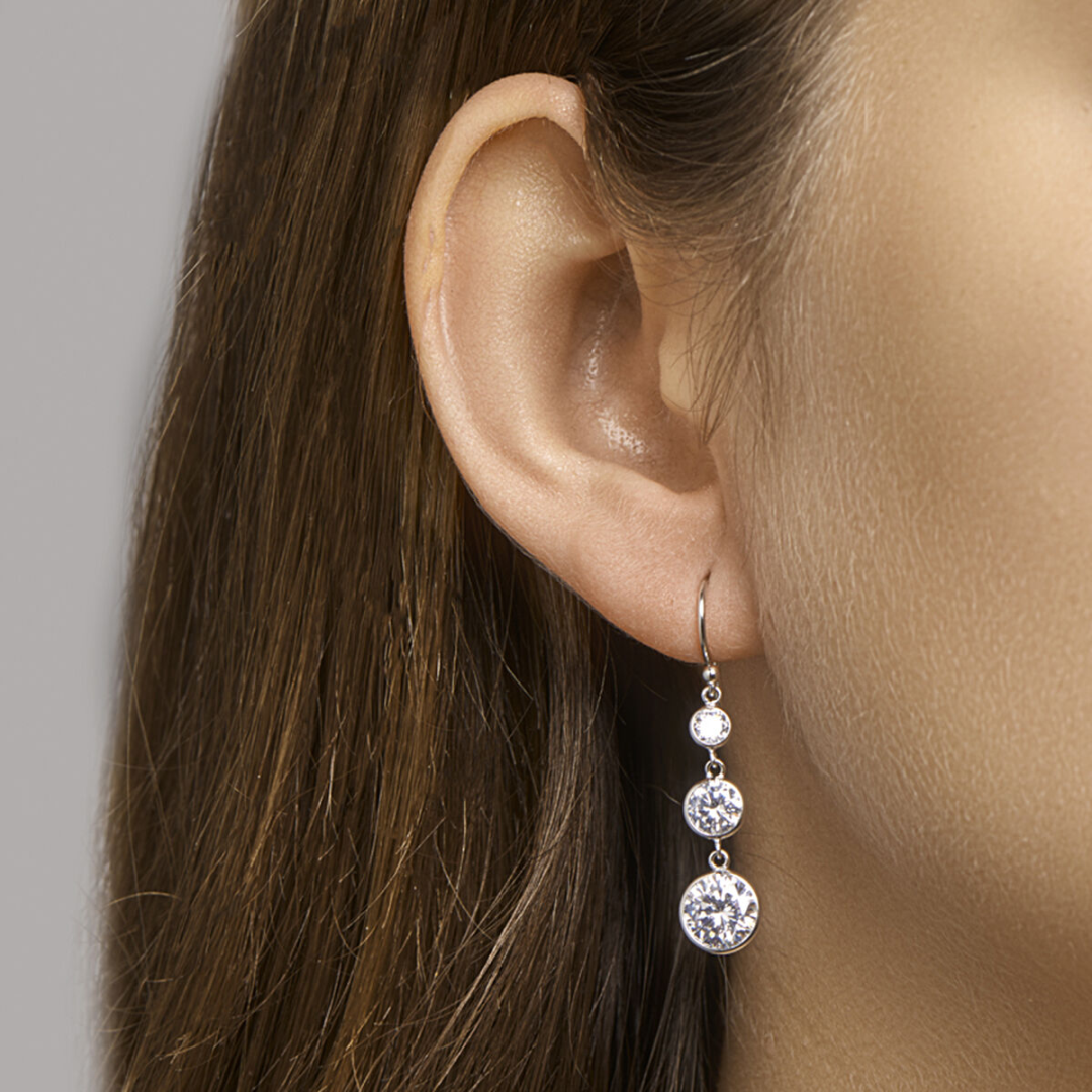 House of SIS | Gerhodineerd zilveren oorhangers met zirkonia