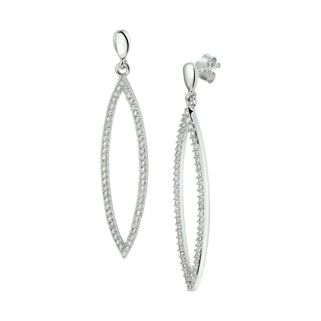 House of SIS | Gerhodineerd zilveren oorhangers met zirkonia
