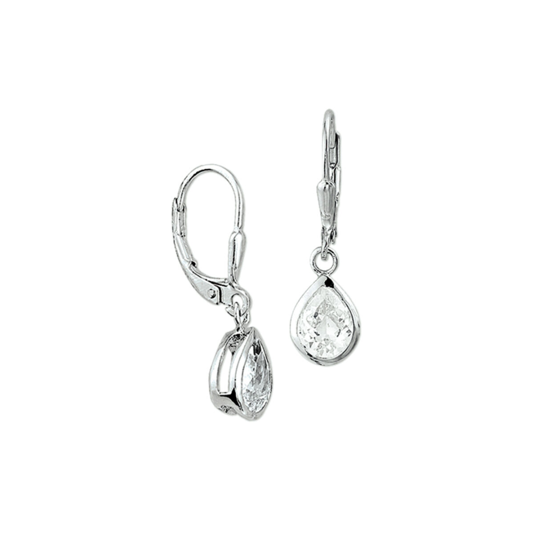 House of SIS | Gerhodineerd zilveren oorhangers met zirkonia