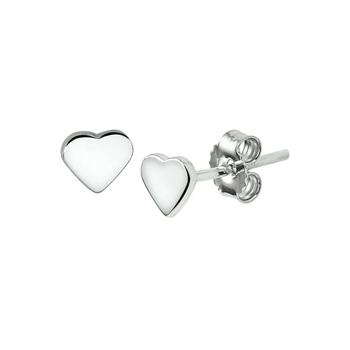 House of SIS | Gerhodineerd zilveren oorknoppen met een hart de afmeting van het hart is 4mm