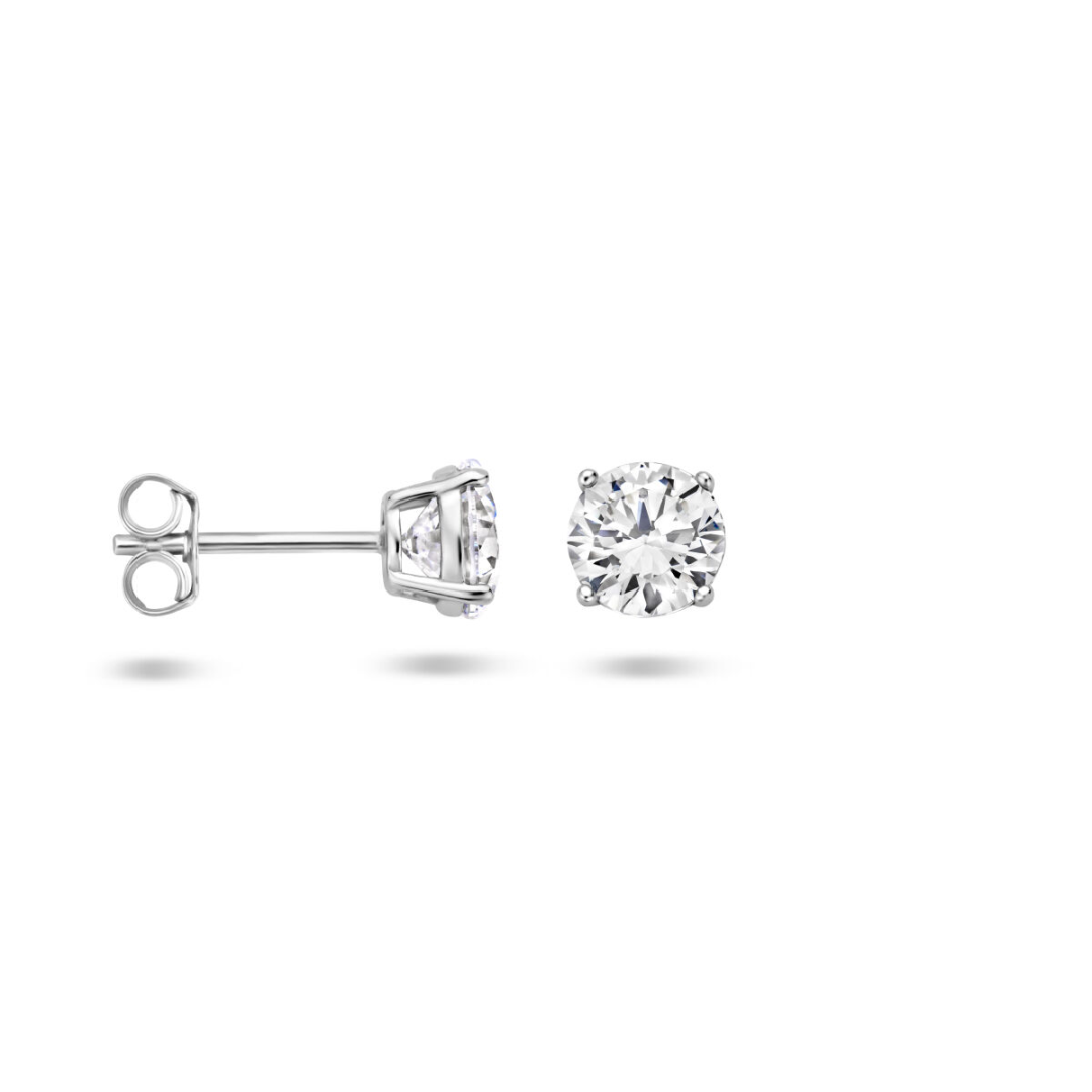 House of SIS | Gerhodineerd zilveren oorknoppen met zirkonia