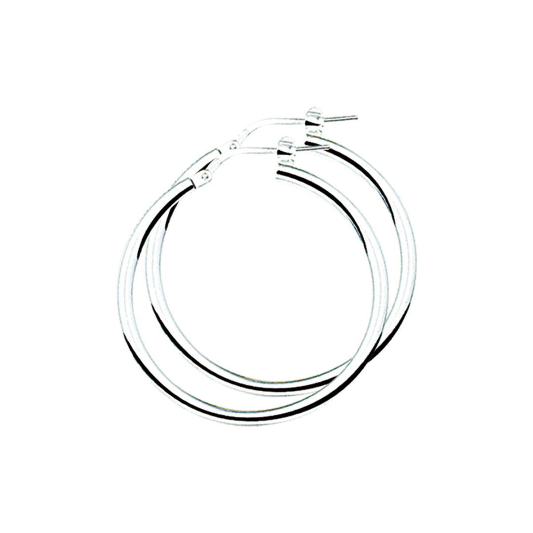 House of SIS  | Gerhodineerd zilveren oorringen met een ronde buis en een hefboom-sluiting