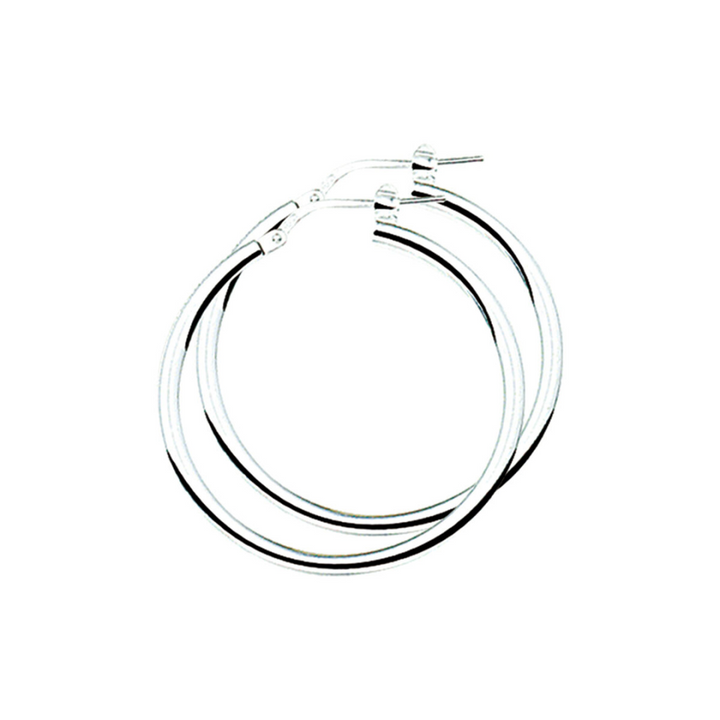 House of SIS  | Gerhodineerd zilveren oorringen met een ronde buis en een hefboom-sluiting