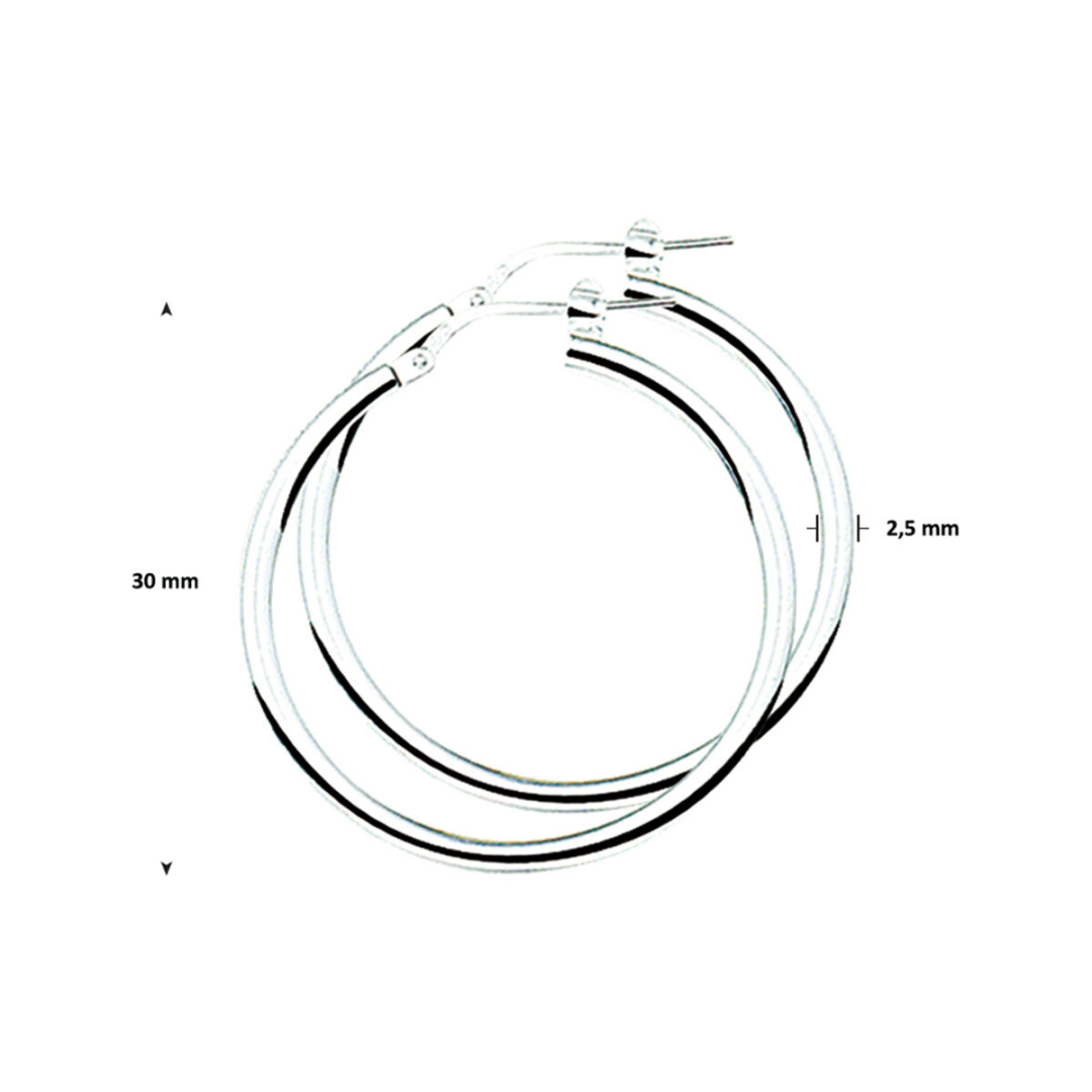 House of SIS  | Gerhodineerd zilveren oorringen met een ronde buis en een hefboom-sluiting