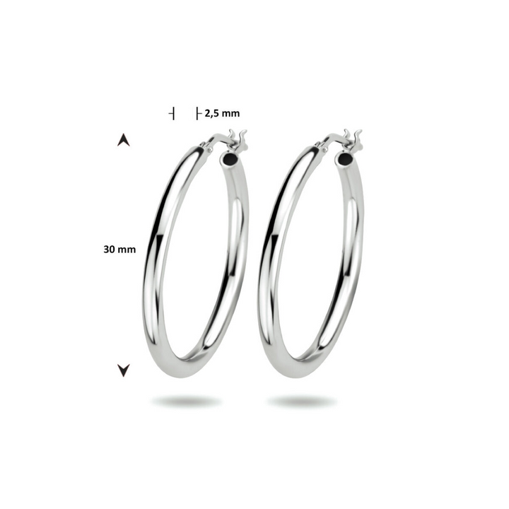 House of SIS  | Gerhodineerd zilveren oorringen met een ronde buis en een hefboom-sluiting