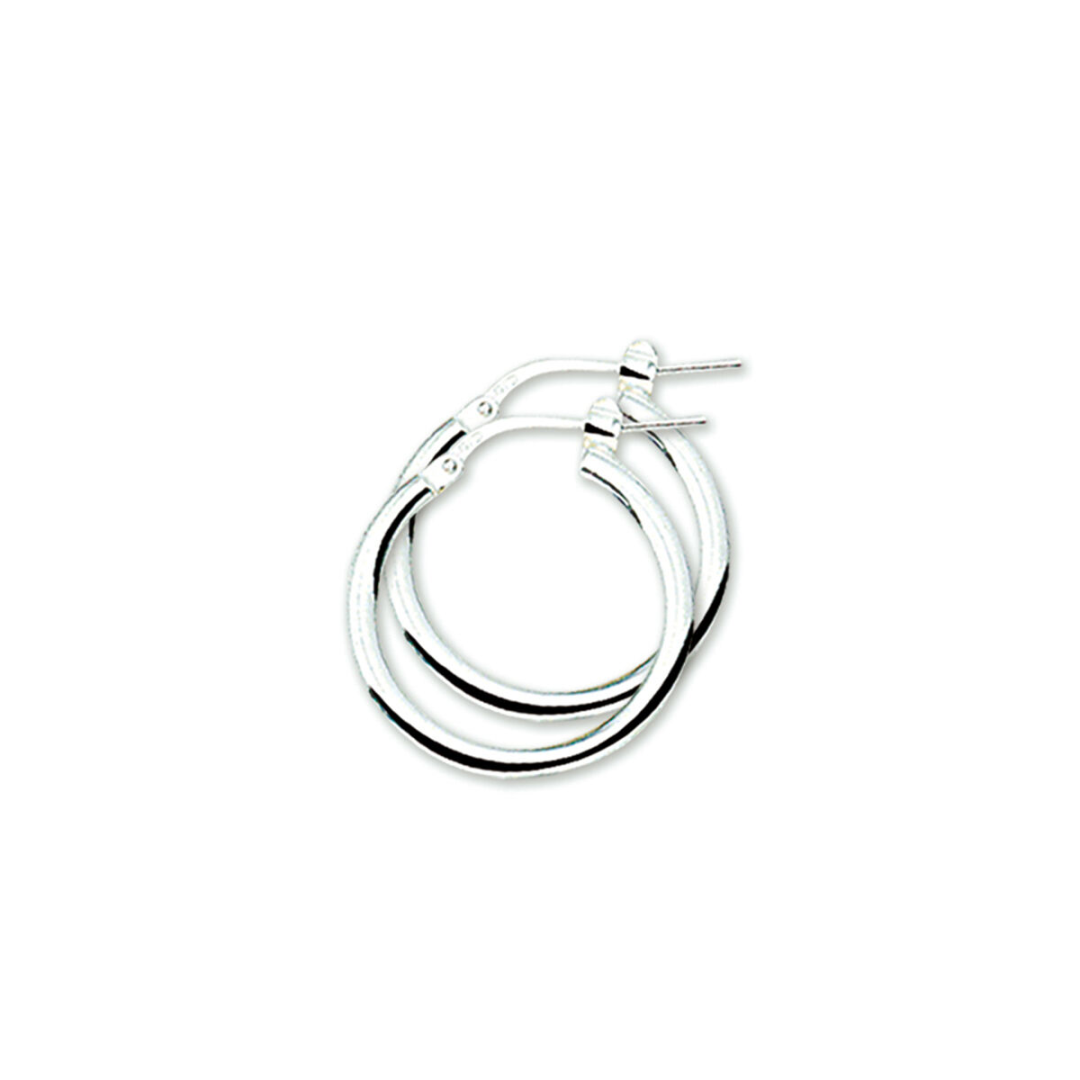 House of SIS | Gerhodineerd zilveren oorringen met een ronde buis en een hefboom-sluiting