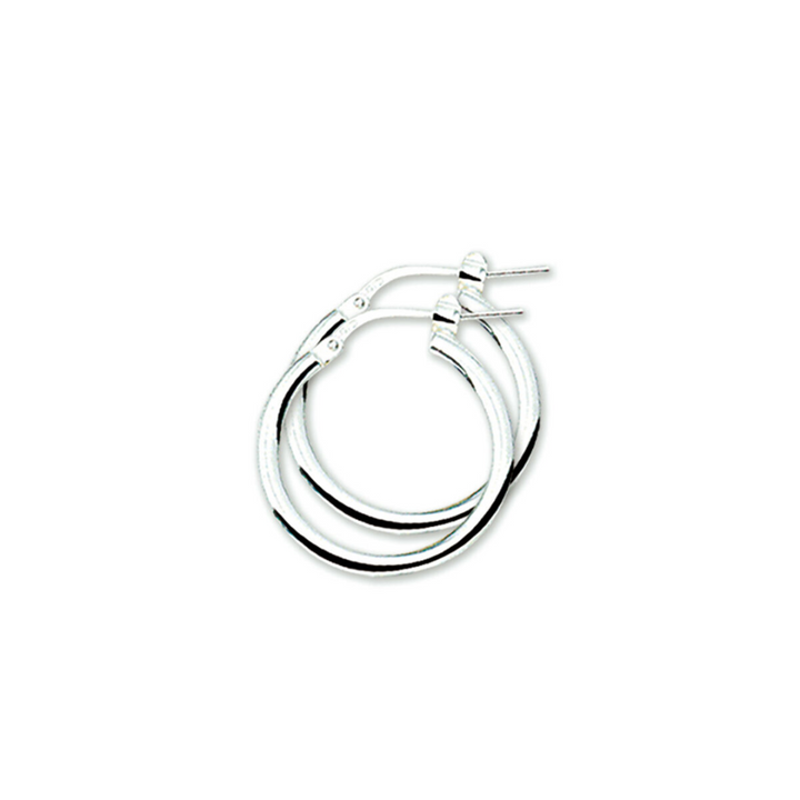 House of SIS | Gerhodineerd zilveren oorringen met een ronde buis en een hefboom-sluiting