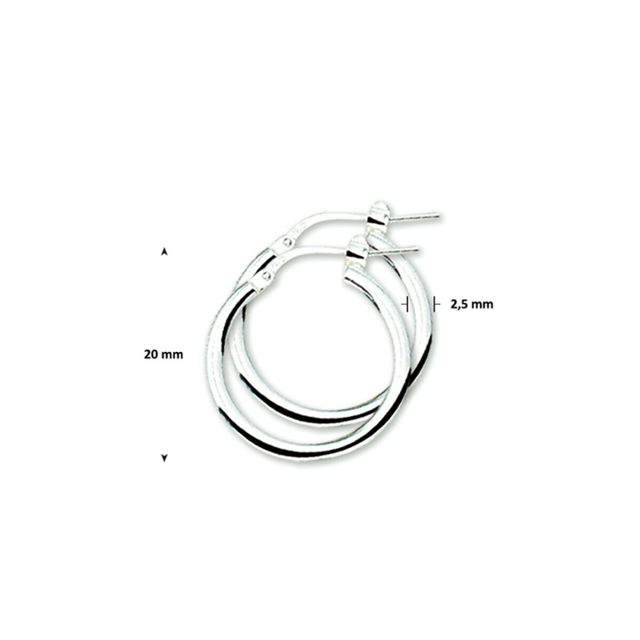 House of SIS | Gerhodineerd zilveren oorringen met een ronde buis en een hefboom-sluiting