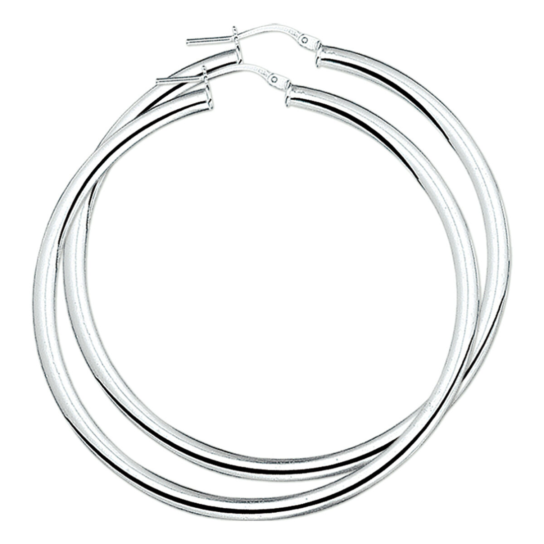 House of SIS  | Gerhodineerd zilveren oorringen met een ronde buis en een hefboom-sluiting