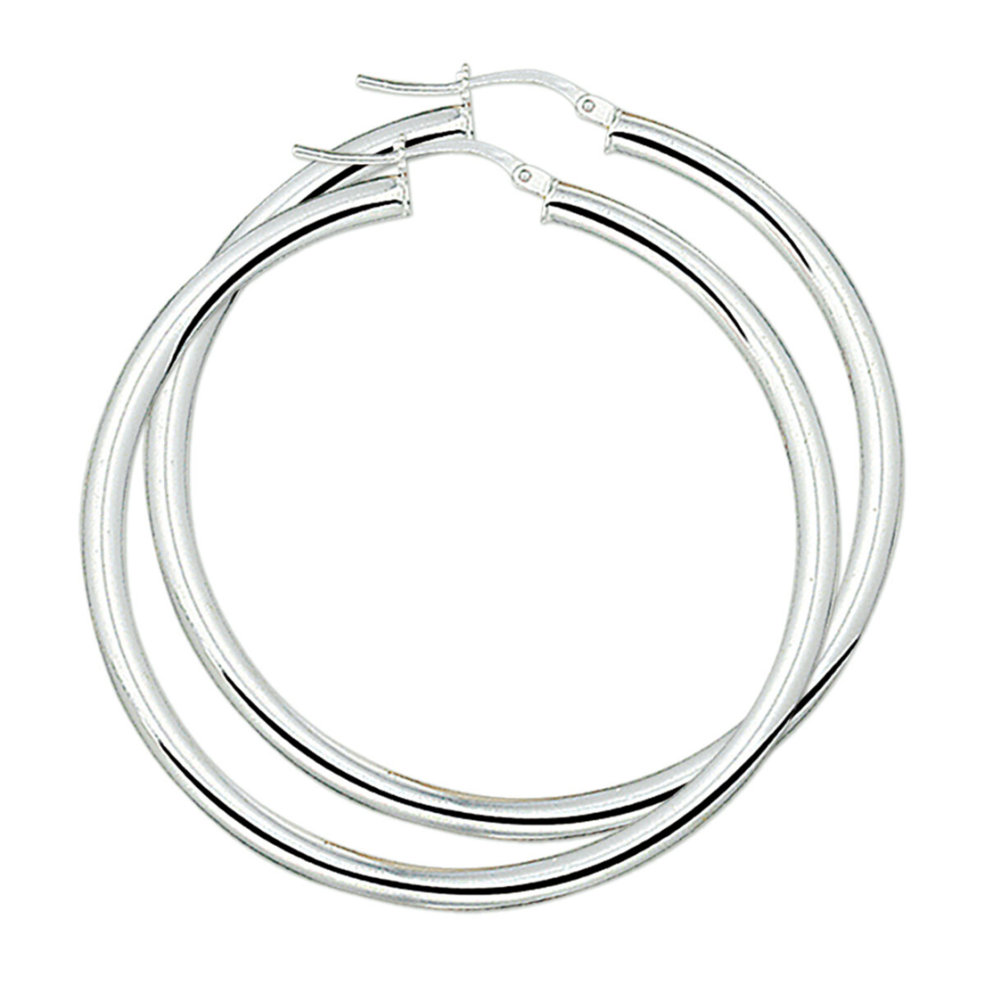 House of SIS | Gerhodineerd zilveren oorringen met een ronde buis en een hefboom-sluiting