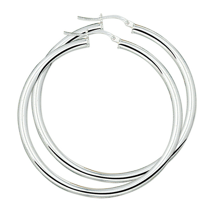 House of SIS | Gerhodineerd zilveren oorringen met een ronde buis en een hefboom-sluiting