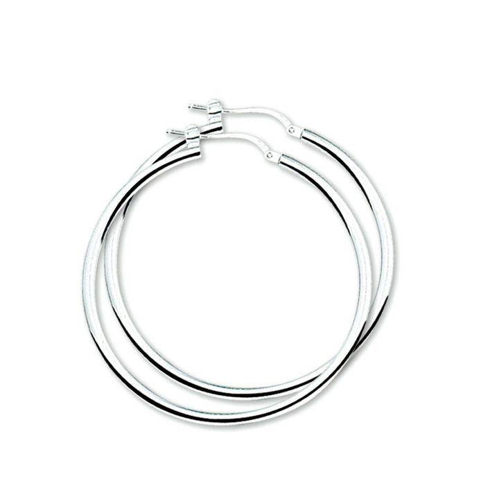 House of SIS | Gerhodineerd zilveren oorringen met een ronde buis en een hefboom-sluiting