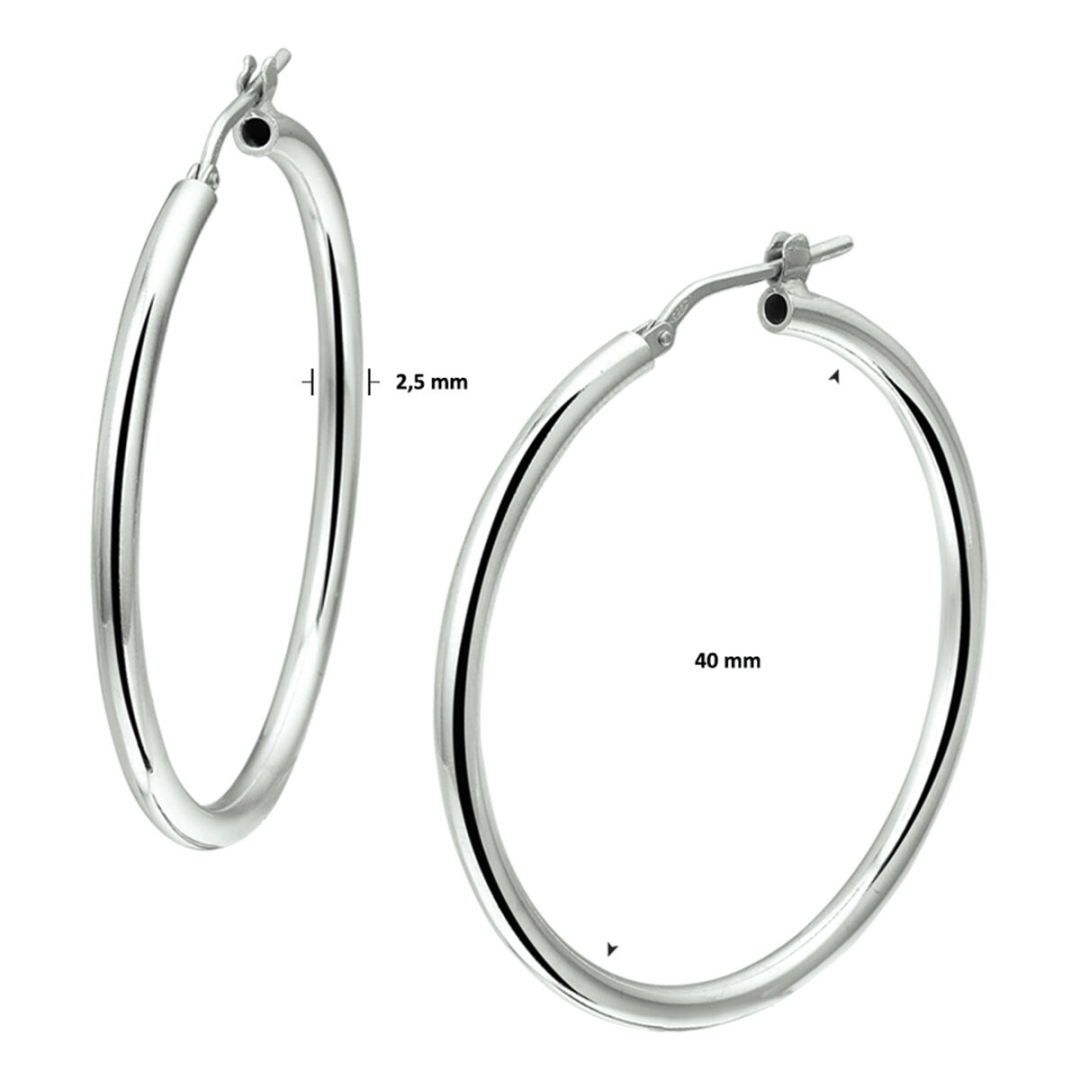 House of SIS | Gerhodineerd zilveren oorringen met een ronde buis en een hefboom-sluiting