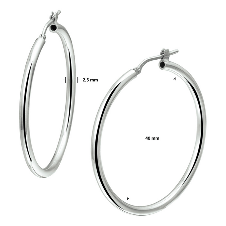 House of SIS | Gerhodineerd zilveren oorringen met een ronde buis en een hefboom-sluiting