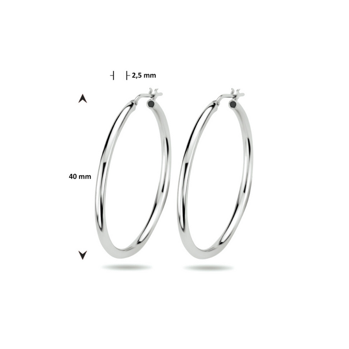 House of SIS | Gerhodineerd zilveren oorringen met een ronde buis en een hefboom-sluiting