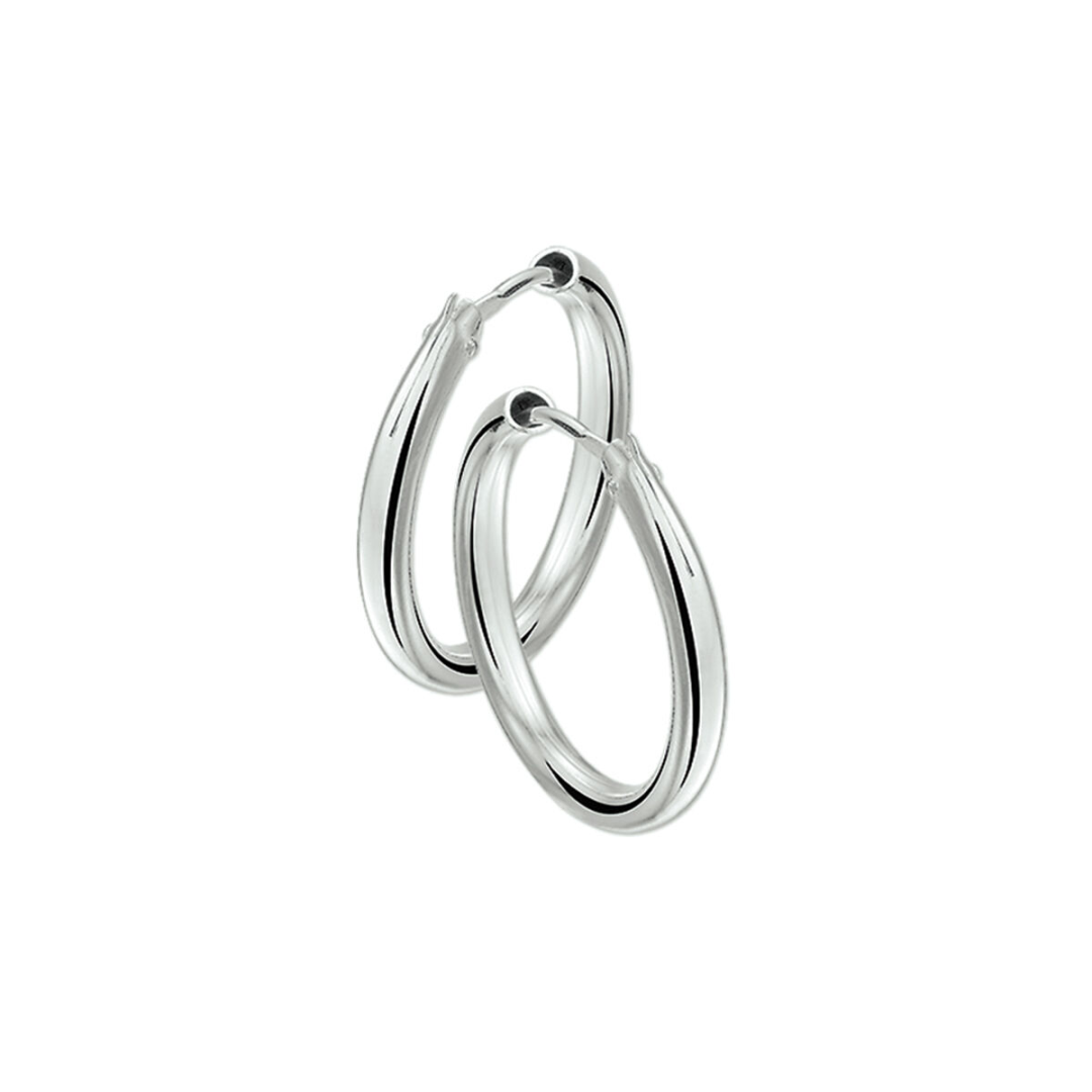 House of SIS  | Gerhodineerd zilveren oorringen met een ronde buis en een scharnier-sluiting