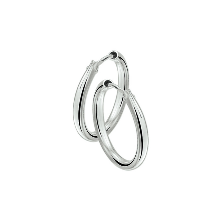 House of SIS  | Gerhodineerd zilveren oorringen met een ronde buis en een scharnier-sluiting