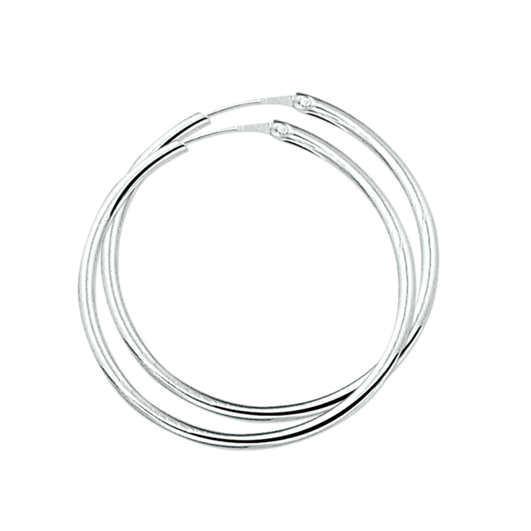 House of SIS  | Gerhodineerd zilveren oorringen met een ronde buis en een scharnier-sluiting