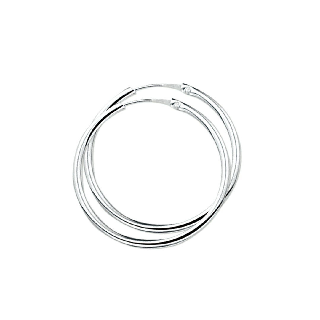 House of SIS  | Gerhodineerd zilveren oorringen met een ronde buis en een scharnier-sluiting