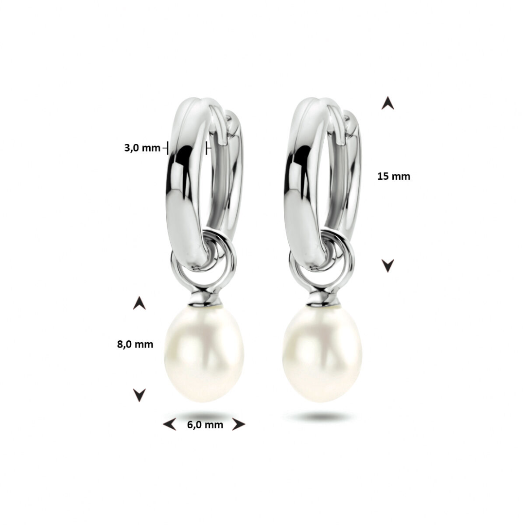 House of SIS | Gerhodineerd zilveren oorringen met een zoetwaterparel