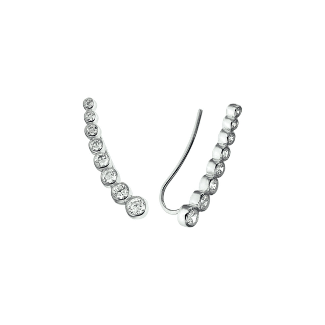 House of SIS  | Gerhodineerd zilveren oorschuiven met zirkonia