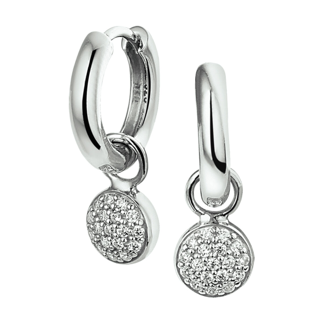 House of SIS | klapoorringen zirkonia zilver gerhodineerd