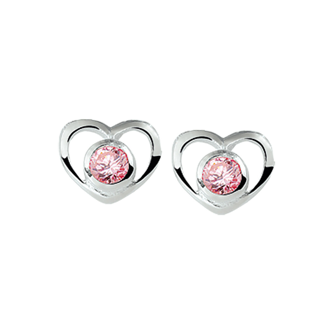 House of SIS | oorknoppen hart zirkonia zilver gerhodineerd