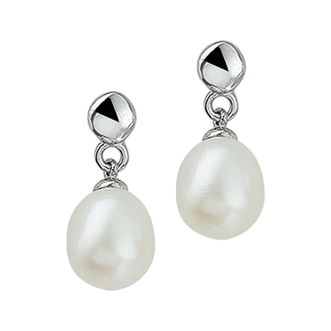 House of SIS | Zilveren oorhangers uitgevoerd met zoetwaterparel