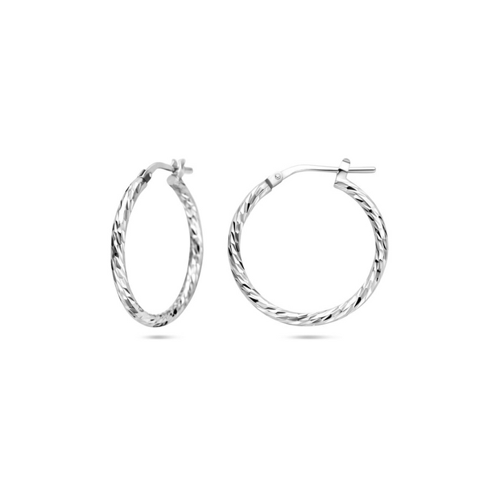 House of SIS  Zilveren oorringen gediamanteerd 20 mm gerhodineerd