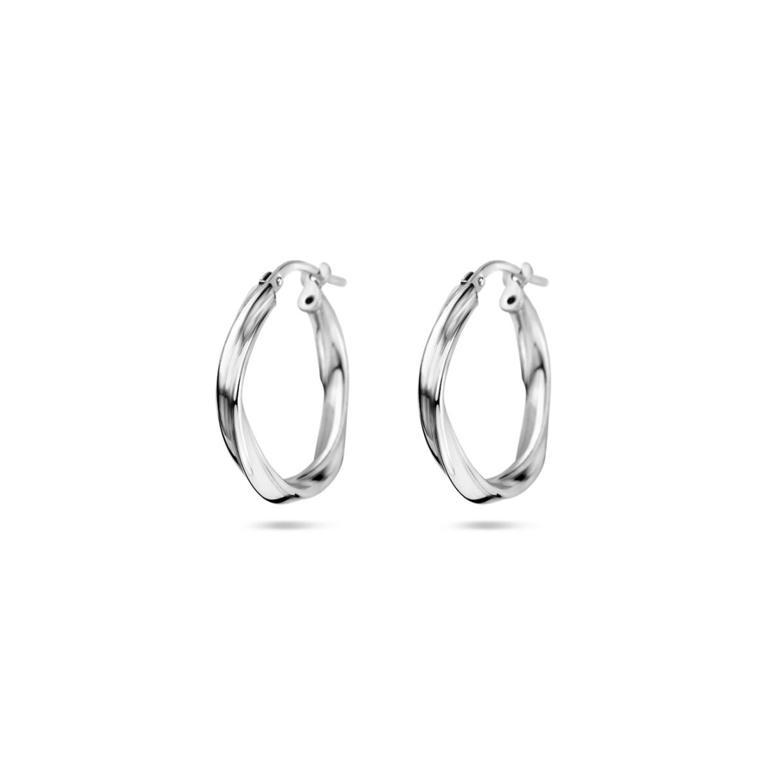 House of SIS   zilveren oorringen gedraaid 16 mm