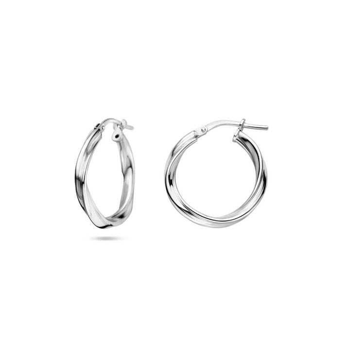 House of SIS   zilveren oorringen gedraaid 16 mm