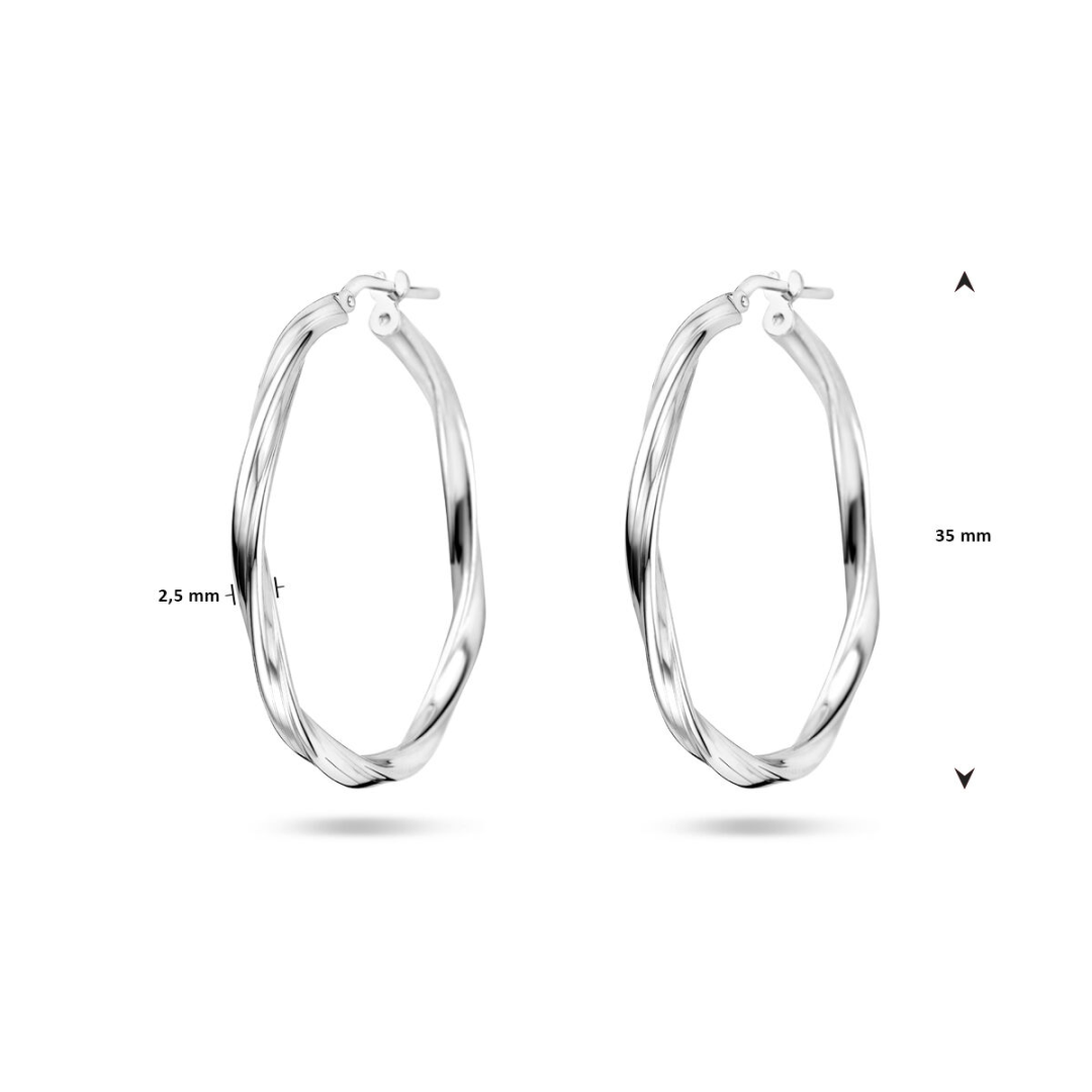 House of SIS zilveren oorringen gedraaid 30 mm