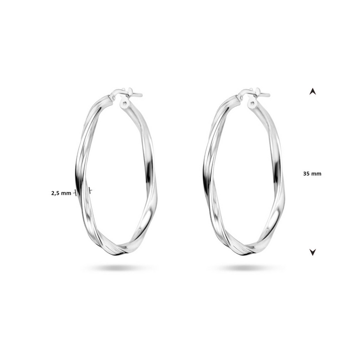 House of SIS zilveren oorringen gedraaid 30 mm