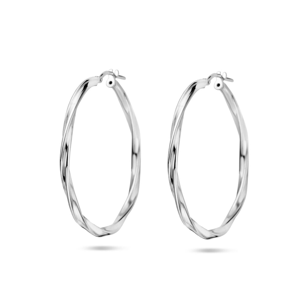 House of SIS  zilveren oorringen gedraaid 36 mm